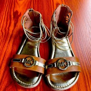Michael Kors MK Girls Size 2 Gold Dress Sandals